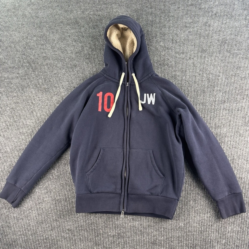 Jack Wills Hoodie Men Large Blue Sherpa Lined Full Zip Fleece Hooded Jacket
